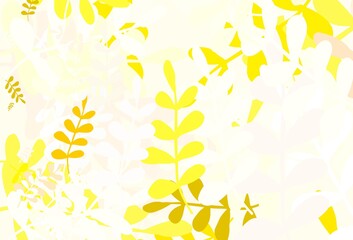 Light Green, Yellow vector doodle pattern with leaves.