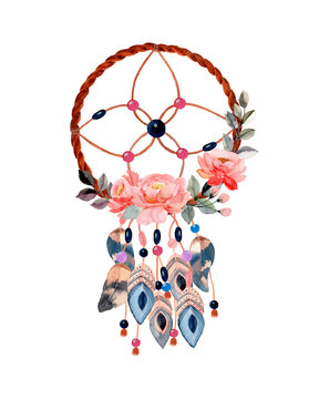 watercolor dream catcher with flower