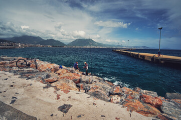 Fototapeta premium Red tug in the harbor of Alanya.