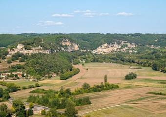 Landscape of the Dordogne river valley in the area of La Roque-Gageac, Aquitaine, France