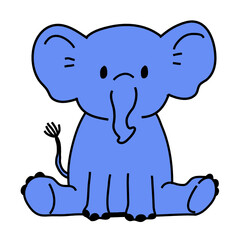 elephant kawaii hand drawn vector illustration