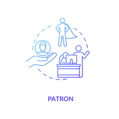 Patron concept icon. Mentor figure, superior chief and leader idea thin line illustration. Professional development specialist, sponsor. Vector isolated outline RGB color drawing