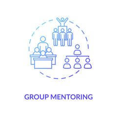 Group mentoring concept icon. Collective mentorship model. Educational seminars, conferences and school programs idea thin line illustration. Vector isolated outline RGB color drawing