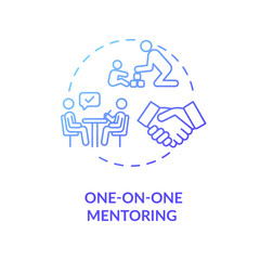 On on one mentoring concept icon. Traditional mentorship model. Professional development with personal trainer idea thin line illustration. Vector isolated outline RGB color drawing