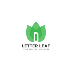 initial letter d leaf logo and icon vector illustration design template
