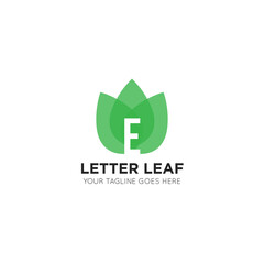 initial letter e leaf logo and icon vector illustration design template