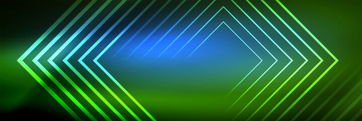 Shiny neon glowing techno lines, hi-tech futuristic abstract background template with square shapes