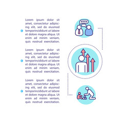 Teaching concept icon with text. Communication with child PPT page vector template. Student growth and improvement. Brochure, magazine, booklet design element with linear illustrations