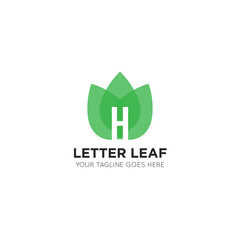 initial letter h leaf logo and icon vector illustration design template
