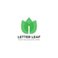 initial letter i leaf logo and icon vector illustration design template