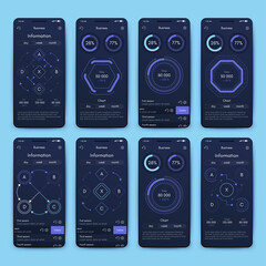 Modern infographic vector elements for business brochures. Use in website, mobile design, advertising and marketing. Pie charts, line graphs, bar graphs and timelines.