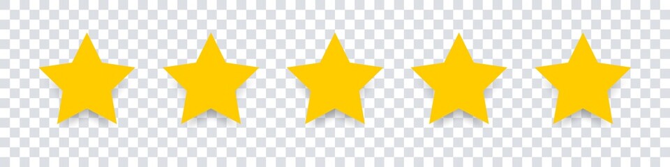 Fototapeta Star icon. Vector yellow isolated five stars. Customer feedback concept. Vector 5 stars rating review. Quality shape design. obraz