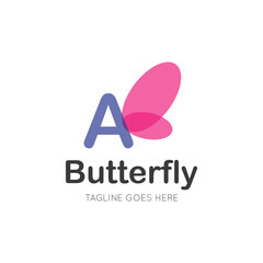 Obraz premium initial letter a butterfly logo and icon vector illustration design template