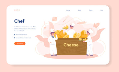 Cheese maker concept web banner or landing page. Professional
