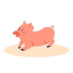 Cute pig. Farm domestic animal with a piglet. Pink creature.