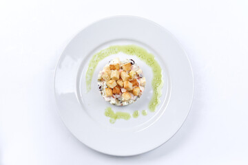meat salad on the white background