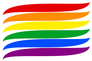 Six red rainbow colourful stripes as a flag symbol of homosexual and LGBT community