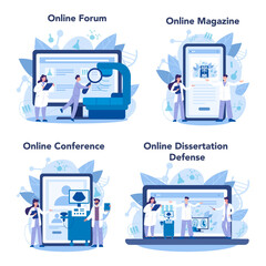 Radiologist online service or platform set. Doctor examing X-ray image