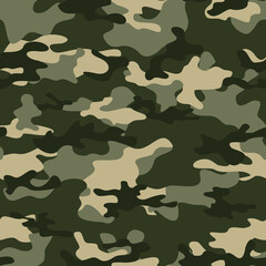 Fototapeta premium Green camouflage seamless military background vector texture