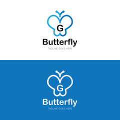 initial letter g butterfly logo and icon vector illustration design template