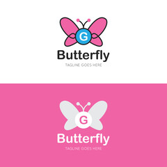 initial letter g butterfly logo and icon vector illustration design template