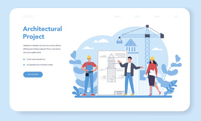Architecture web banner or landing page. Idea of building project