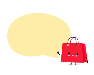 Cute happy funny shopping bag