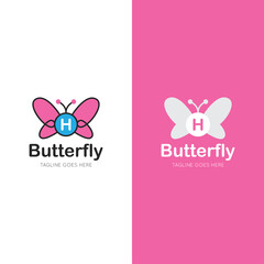 initial letter h butterfly logo and icon vector illustration design template