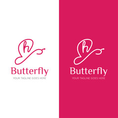 initial letter h butterfly logo and icon vector illustration design template