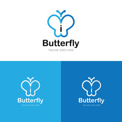 Fototapeta na wymiar initial letter i butterfly logo and icon vector illustration design template