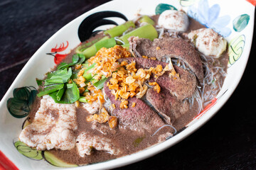 Thai boat Noodle or Kuaitiao Ruea.