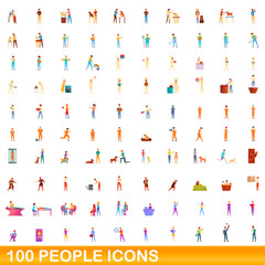 100 people icons set. Cartoon illustration of 100 people icons vector set isolated on white background