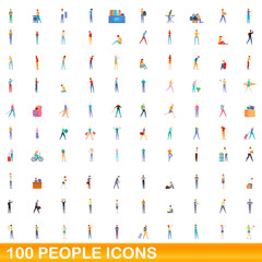 100 people icons set. Cartoon illustration of 100 people icons vector set isolated on white background