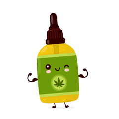 Cute happy funny cannabis CBD oil bottle