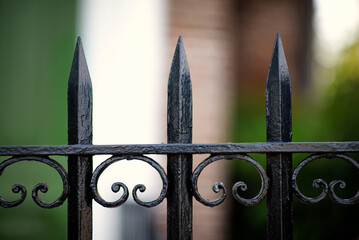 Part of a wrought iron fence or gate.