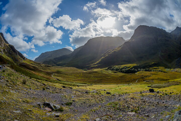 Landscape of the Three Sisters of Glencoe, also known as Bidean nam Bian Mountain