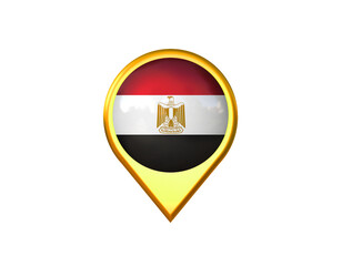 Egypt flag location marker icon. Isolated on white background. 3D illustration, 3D rendering