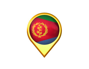 Eritrea flag location marker icon. Isolated on white background. 3D illustration, 3D rendering