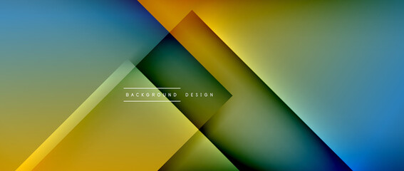 Square shapes composition, fluid gradient geometric abstract background. 3D shadow effects, modern design template