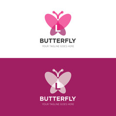 initial letter l butterfly logo and icon vector illustration design template