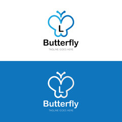 initial letter l butterfly logo and icon vector illustration design template