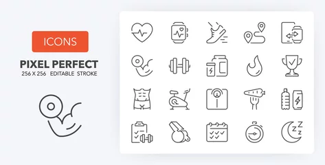 Deurstickers fitness and gym line icons 256 x 256 © Artco