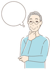 笑顔で想像する男性