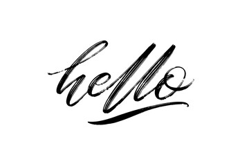 Hand drawn vector lettering. Hello word by hands. Isolated vector illustration. Handwritten modern calligraphy.