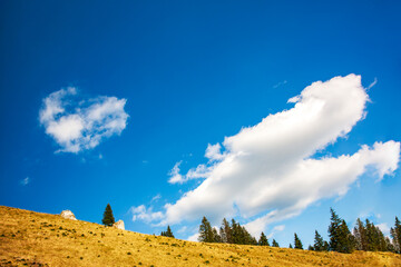 Beautiful clouds. Awesome mountain landscape, nature and its beauty, located on the Red Mountain, Romania.