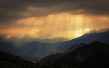 Thunderstorm on Carpathian mountains. Romania.