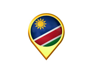 Obraz premium Namibia flag location marker icon. Isolated on white background. 3D illustration, 3D rendering