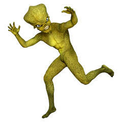 Obraz premium 3D renderowania zielony kosmita na białym tle