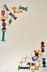 Glass candies border background