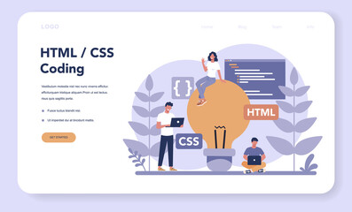 Typersetter web banner or landing page. Website constructing.